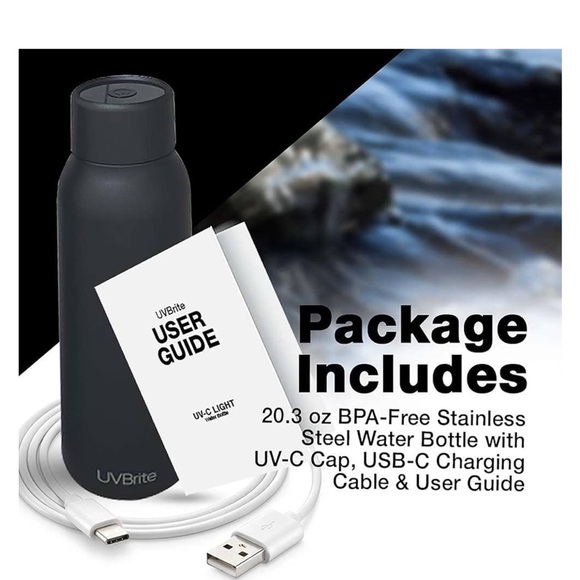 UVBrite Self-Cleaning and Water-Purifying Bottle 18.6 Oz New In Box (One) - Picture 12 of 12